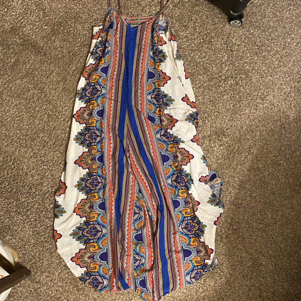 MSK Printed Cage-Back Jumpsuit